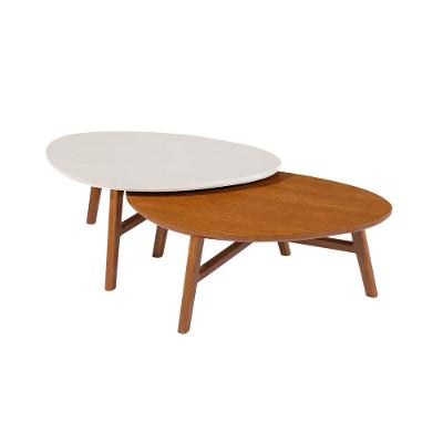 Mesa De Centro Para Sala Organica Manaus Base Madeira Kit 2