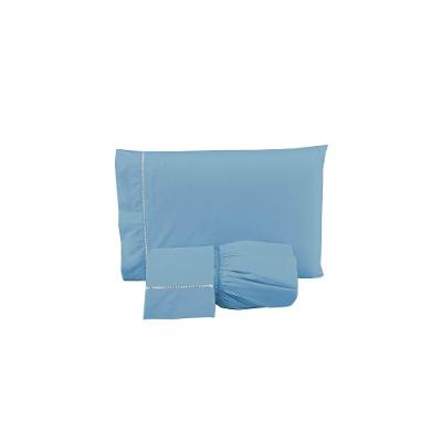 Jogo De Lençol Ponto Palito Simples 3 Peças Casal 80% Algodão - 20% Poliéster Percal 140 Fios Cor:azul