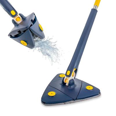 Mop Multiuso Giratório 360 Triangular Com 2 Refis Removíveis Para Limpeza De Piso Cor:azul