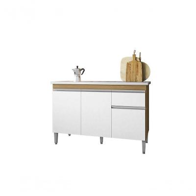 Balcão Gabinete De Pia Tatiane 120CM Amêndoa/branco S/tampo - Ajl Móveis