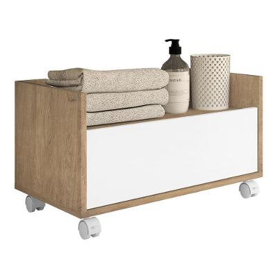 Gabinete Armário Banheiro 80Cm Com Rodízios Multimóveis V5002 Rustic/Branco Rustic/Branco