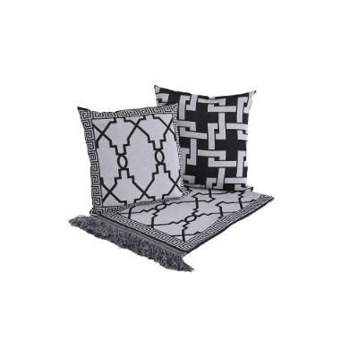 Kit Peseira Grécia 5 Peças King 60% Algodão - 40% Poliéster Tecido Jacquard Acompanha Almofadas Cheias Cor:preto