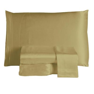 Jogo De Lençol Sublime 4 Peças Queen 100% Poliéster Tecido Cetim Charmousse Cor:dourado