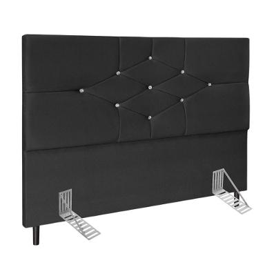 Cabeceira Cama Box Casal 140cm Virgínia Suede Preto E-frame