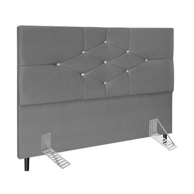 Cabeceira Cama Casal Box 140cm Virgínia Suede Cinza E-frame
