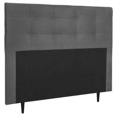 Cabeceira Estofada Cama Box Casal 140 Cm Helena Suede Cinza