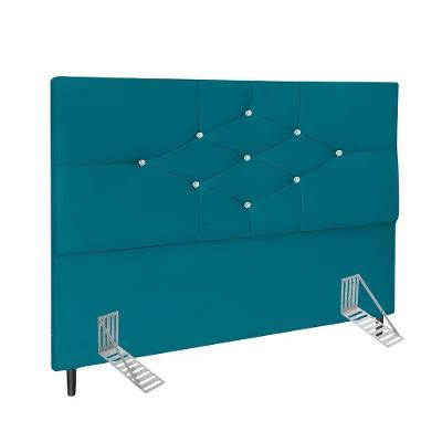 Cabeceira Solteiro 90cm Camboriú Suede Azul Tiffany E Frame