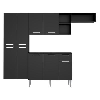 Armário De Cozinha Compacta Com Balcão Pequim Sun Multimóveis V3000 Preto Preto