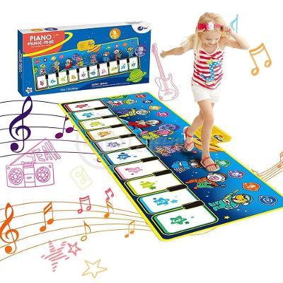 Piano Music Mat Tapete Musical 110X36Cm Animais Bebês 10 Tec