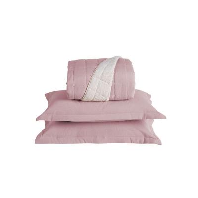 Kit Cobre Leito Matelado Dupla Face Sherpa De Carneiro 3 Peças Casal 80% Algodão - 20% Poliéster Percal 180 Fios Cor:ros