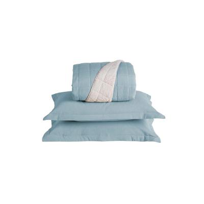 Kit Cobre Leito Matelado Dupla Face Sherpa De Carneiro 3 Peças Casal 80% Algodão - 20% Poliéster Percal 180 Fios Cor:azu