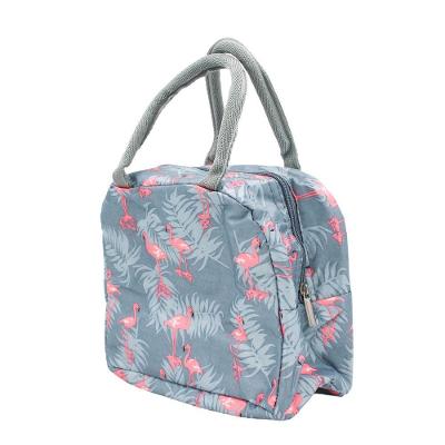 Bolsa Marmita Lancheira Termica Estampada Trabalho Faculdade Estampa: Flamingos Cinza