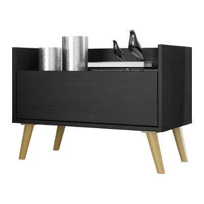 Mesa De Cabeceira 60Cm Retrô Multimóveis V3627 Preta/Natural Preto/Natural