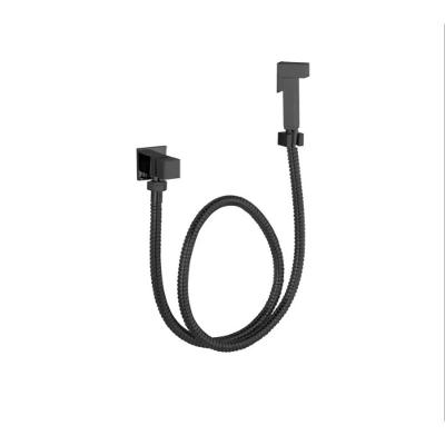 Ducha Higiênica Square Luxo Quadrada Cromada 1-4 De Volta De Plastico Preto