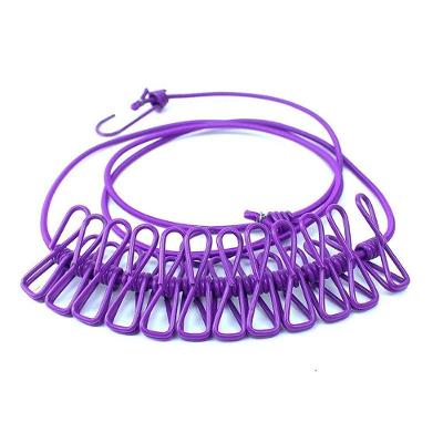 Linha Varal De Roupa De Secagem Multifuncional De 180cm Com 12 Clipes Roxo