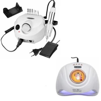 Lixadeira Motor Porquinho 30 Mil Rpm Bivolt + Cabine De Unha Sun S8 Profissional 268w Branco