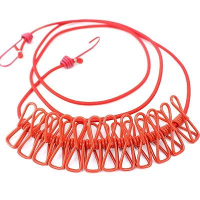 Linha Varal De Roupa De Secagem Multifuncional De 180cm Com 12 Clipes Vermelho