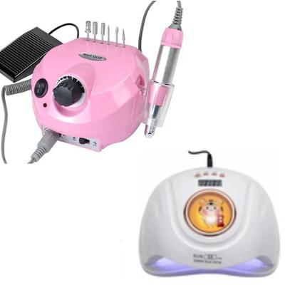 Lixadeira Motor Porquinho 30 Mil Rpm Bivolt + Cabine De Unha Sun S8 Profissional 268w Rosa Branco