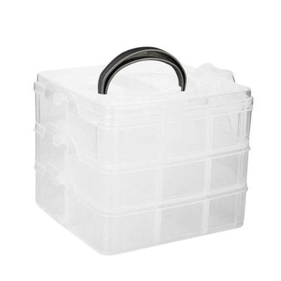 Maleta Organizador Caixa Organizadora 18 Divisorias Box Pesca Costura Estojo Ferramentas Medicamentos Modular Cor:branco