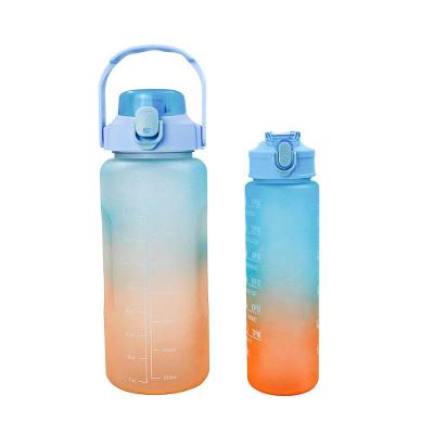Garrafa Galão De Agua 2l E 900ml Degrade Com Figurinhas Adesivos 3d Tampa: Azul
