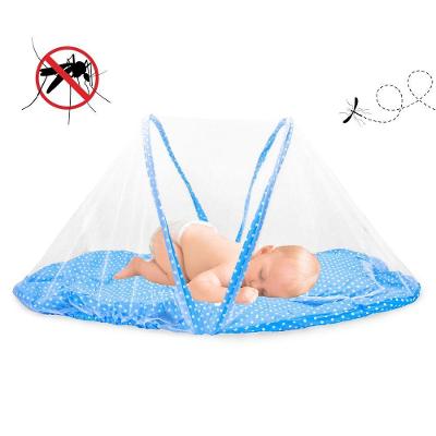 Mini Berço De Bebe Portatil Com Mosquiteiro Ninho Acolchoado Azul