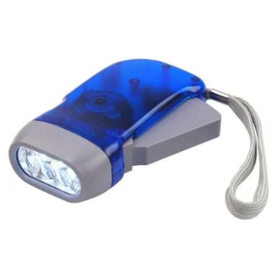 Mini Lanterna Dínamo Portátil 3 Leds Com Carga Manual Sem Uso De Pilhas Azul