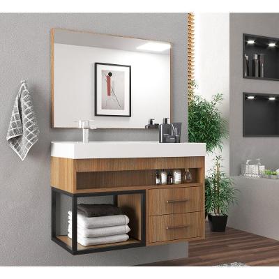 Gabinete Banheiro Com Cuba E Espelheira 80Cm Multimóveis Vcr10071 Noce Noce