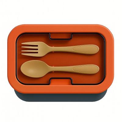 Kit Marmita Com Divisórias E Talheres (não é Elétrica) Laranja