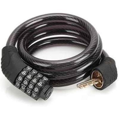 Cadeado Para Bicicleta Bike Moto Com Senha Combinação De Dígitos 8mm Aço Reforçado 65cm De Comprimento Preto
