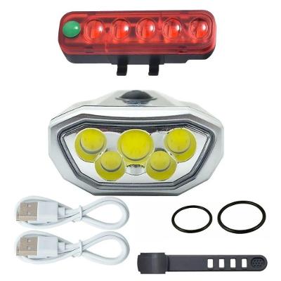 Kit Lanterna Sinalizador Dianteiro E Traseiro Iluminação Noturna Recarregável Usb Para Bicicleta Bike Preto