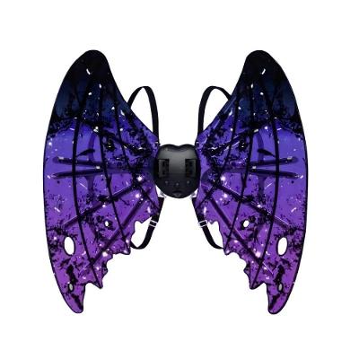 Fantasia Vampiro De Asas Para Festas Com Led E Música - Roxo