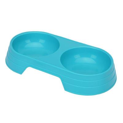Comedouro Bebedouro Duplo 2 Em 1 Para Pets Cães E Gatos 200 Ml Em Cada Lado Azul