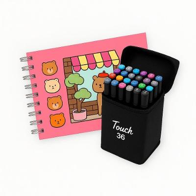 Kit Livro De Colorir Capa Dura + 36 Canetinhas - Rosa
