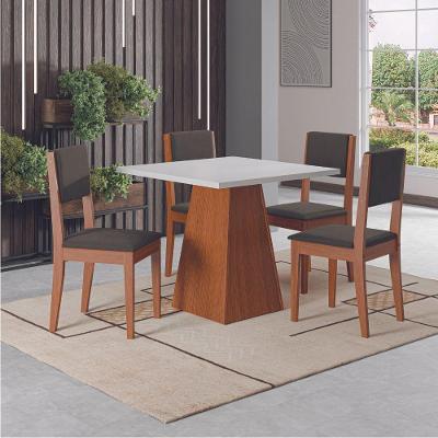 Conjunto Sala De Jantar Mesa Quadrada 4 Cadeiras Trento Dobuê Madeirado Castor