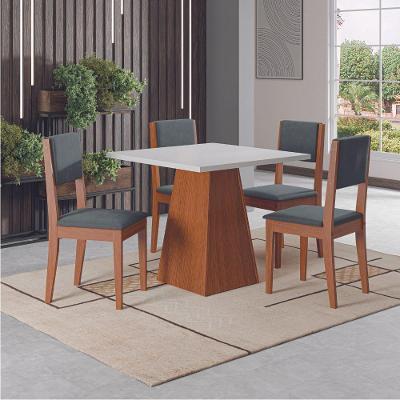 Conjunto Sala De Jantar Mesa Quadrada 4 Cadeiras Trento Dobuê Madeirado Grafite