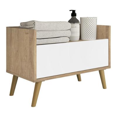 Gabinete Armário Banheiro 80Cm Retrô Multimóveis V5000 Rustic/Branco/Natural Rustic/Branco/Natural