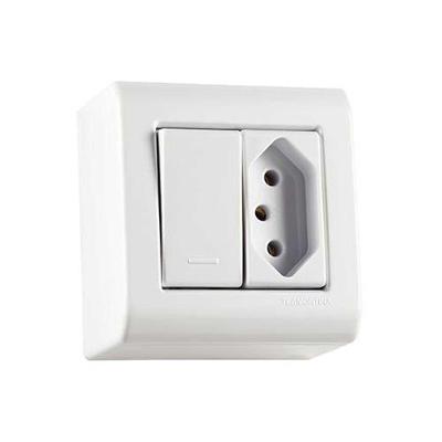 Interruptor Simples + Tomada 10a Tramontina Lizflex - Conjunto Elétrico