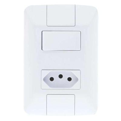 Conjunto Interruptor Simples + Tomada 10a Linha Aria Tramontina Branco Modular Fixação Facilitada