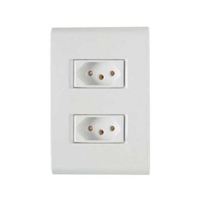 Conjunto 2 Tomadas 3p 10a Tramontina - Linha Liz Branca - Modular Com Parafusos