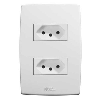 Tomada 3p 10a Mec-plus 2 Unidades - Mectronic - Altura 190mm Largura 80mm Profundidade 40mm