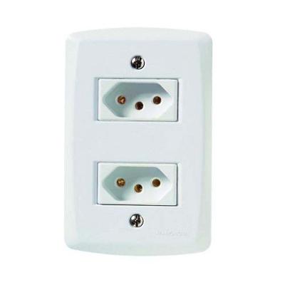 Conjunto 2 Tomadas 3p 10a Lux2 Tramontina - Branco - Sistema Modular