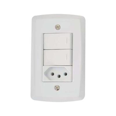 Conjunto Interruptores Simples + Tomada 10a Lux2 Tramontina - Branco