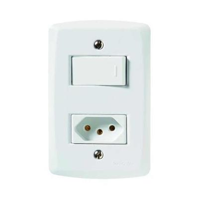 Interruptor Paralelo + Tomada 10a Lux2 Tramontina - Branco - Kit Com Parafusos