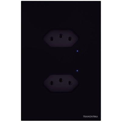 Tomada Touch Onne Smart Tramontina Preto Com 2 Tomadas 2p+t 10 A 250 V Tramontina