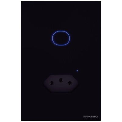 Interruptor Onne Touch Smart Tramontina Preto Com 1 Canal E 1 Tomada 2p+t 10 A 250 V Tramontina