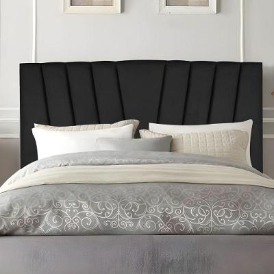 Cabeceira Solteiro Cama Box Estofada 90 Cm Antonella Suede Preto