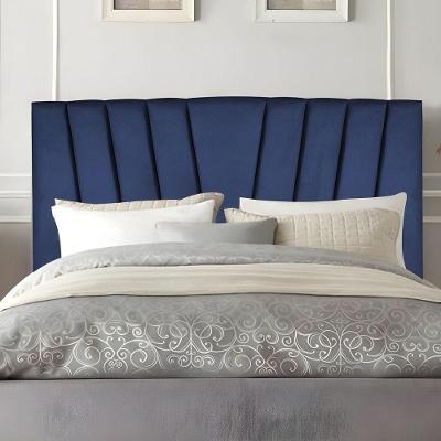 Cabeceira Solteiro Cama Box Estofada 90 Cm Antonella Suede Azul Marinho