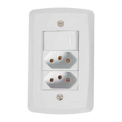 Conjunto Interruptor Simples + 2 Tomadas 20a - Linha Lux2 - Tramontina