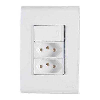 Conjunto Interruptor Simples + 2 Tomadas 20a - Linha Liz - Tramontina