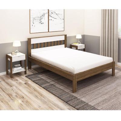 Cama De Casal Para Colchão 138 X 188 Cm Cr35011 Nogal/Branca